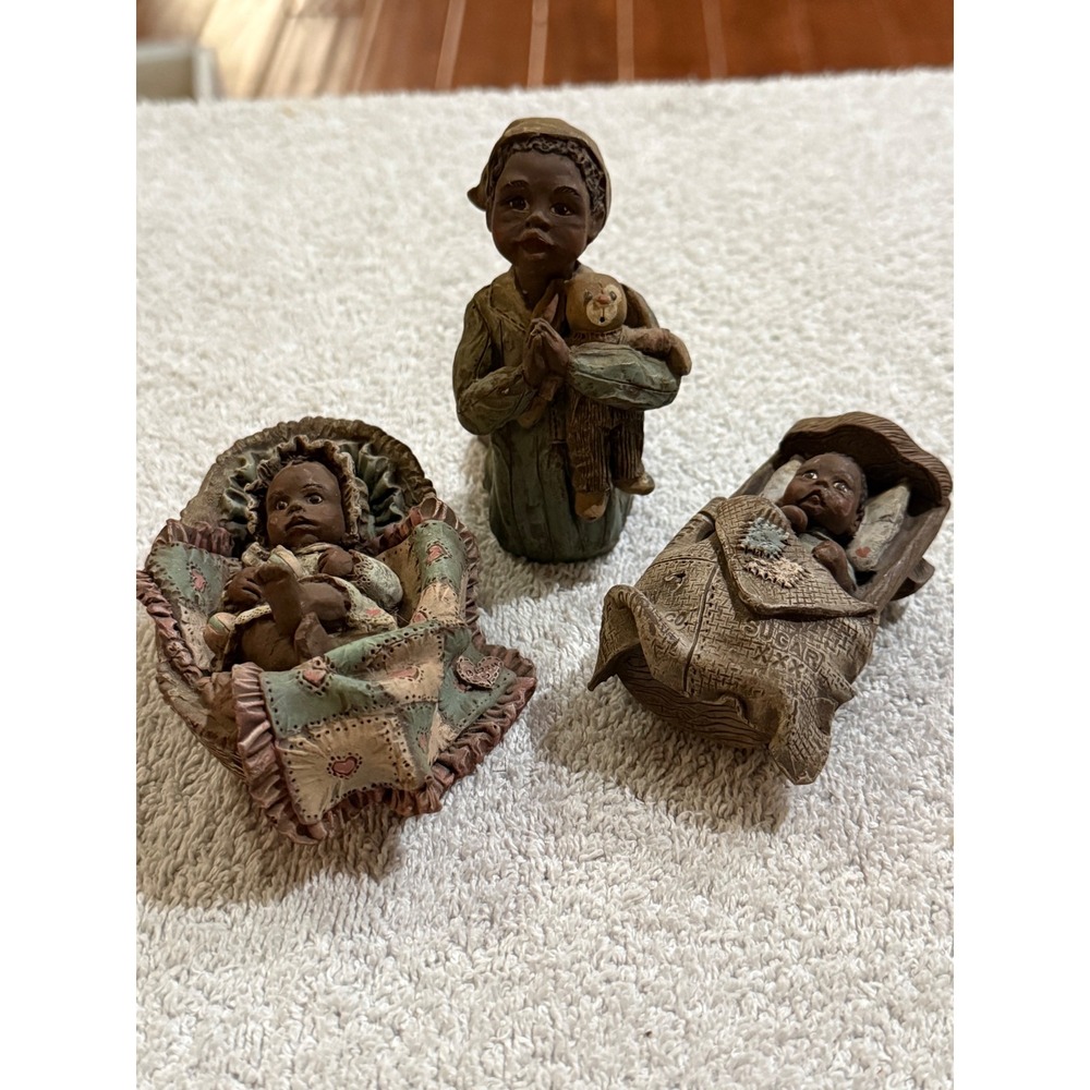 Vintage All God's Children Martha Holcombe Figurines Set of 3 Black Americana